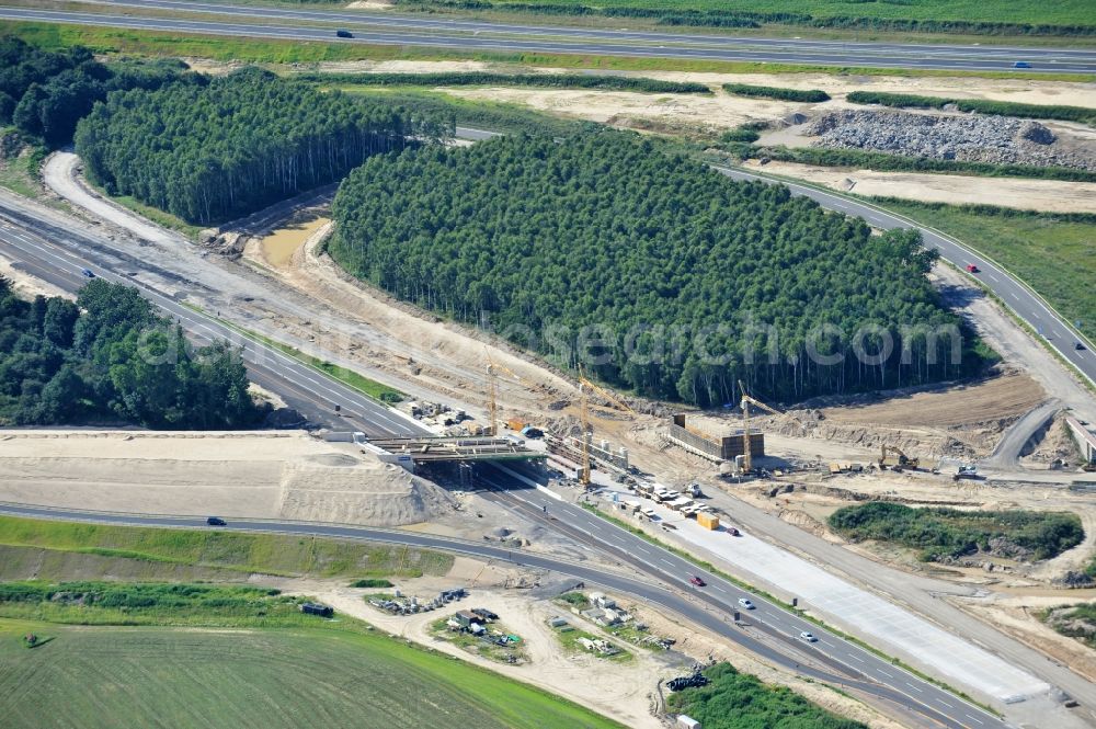 Aerial image Schwanebeck - View of the construction site at the motorway junction Barnim