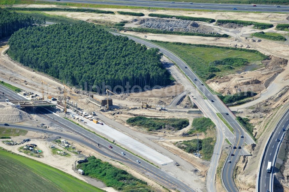 Aerial photograph Schwanebeck - View of the construction site at the motorway junction Barnim