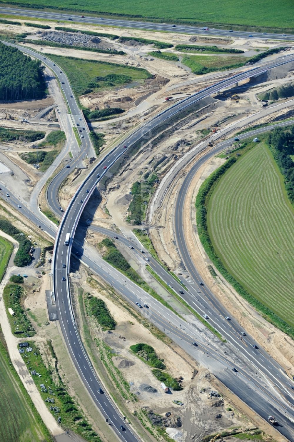 Schwanebeck from above - View of the construction site at the motorway junction Barnim