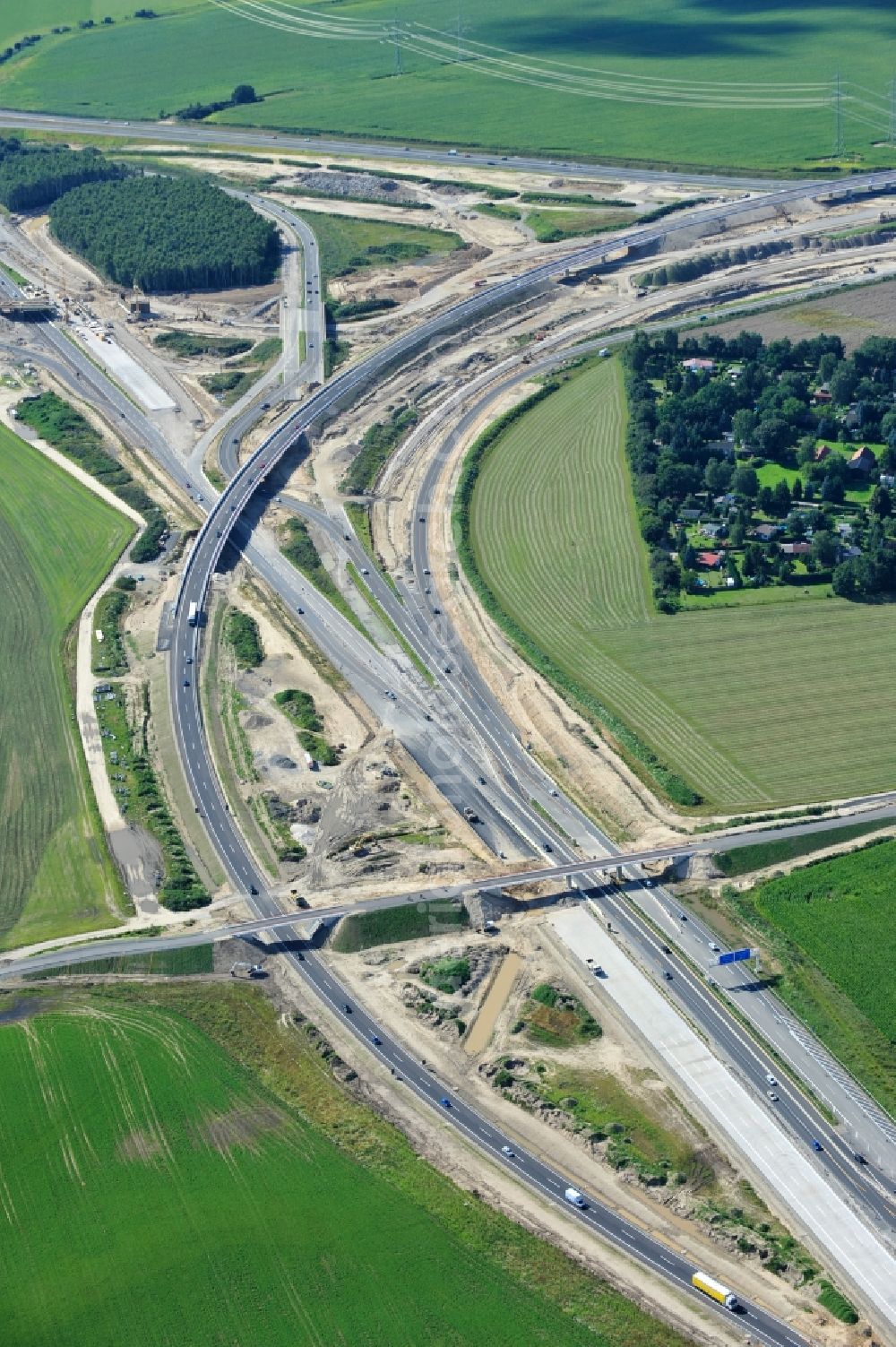 Schwanebeck from the bird's eye view: View of the construction site at the motorway junction Barnim