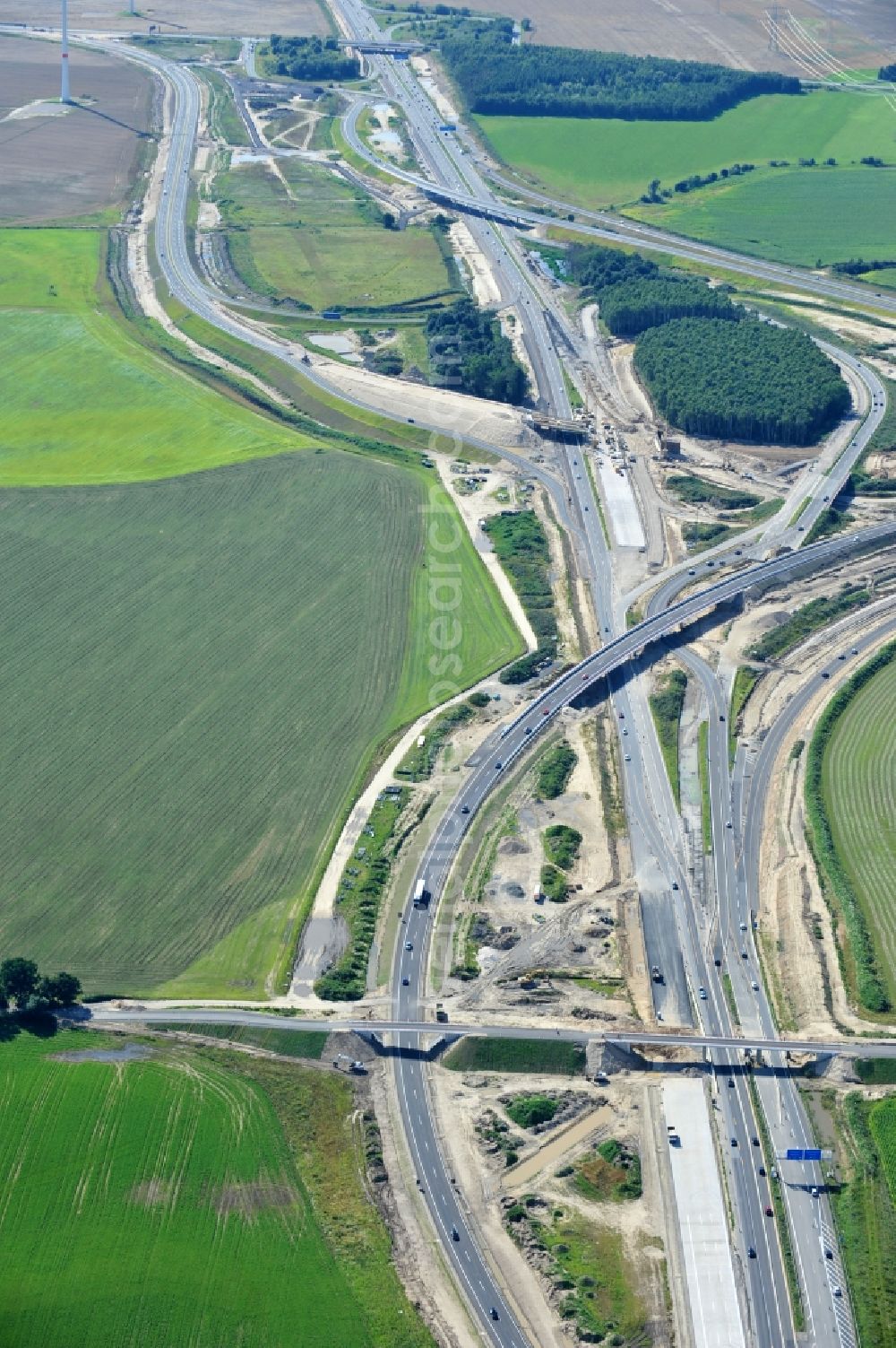 Aerial image Schwanebeck - View of the construction site at the motorway junction Barnim