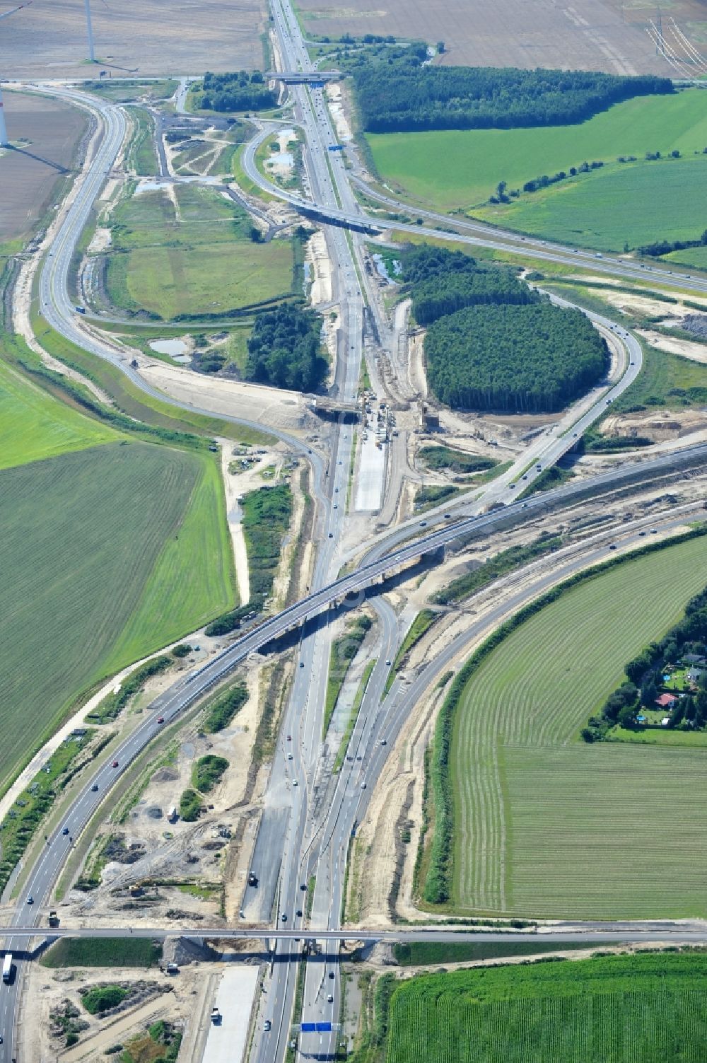 Aerial photograph Schwanebeck - View of the construction site at the motorway junction Barnim