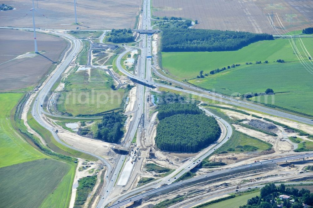 Schwanebeck from the bird's eye view: View of the construction site at the motorway junction Barnim