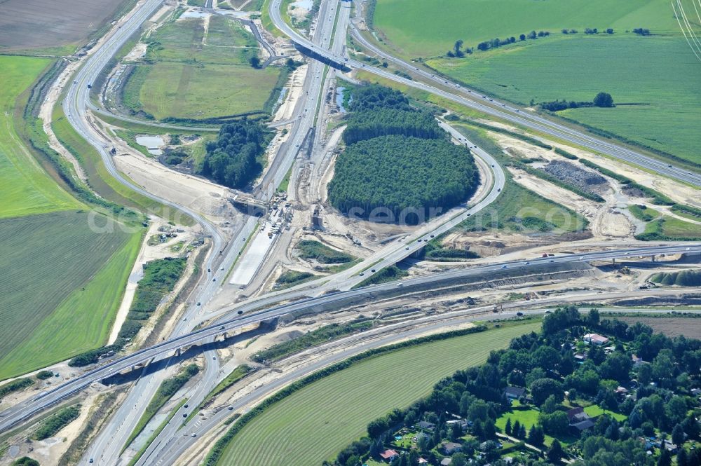 Aerial image Schwanebeck - View of the construction site at the motorway junction Barnim