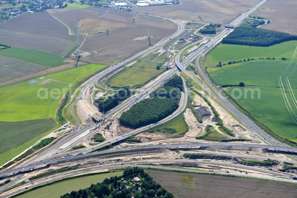 Aerial photograph Schwanebeck - View of the construction site at the motorway junction Barnim