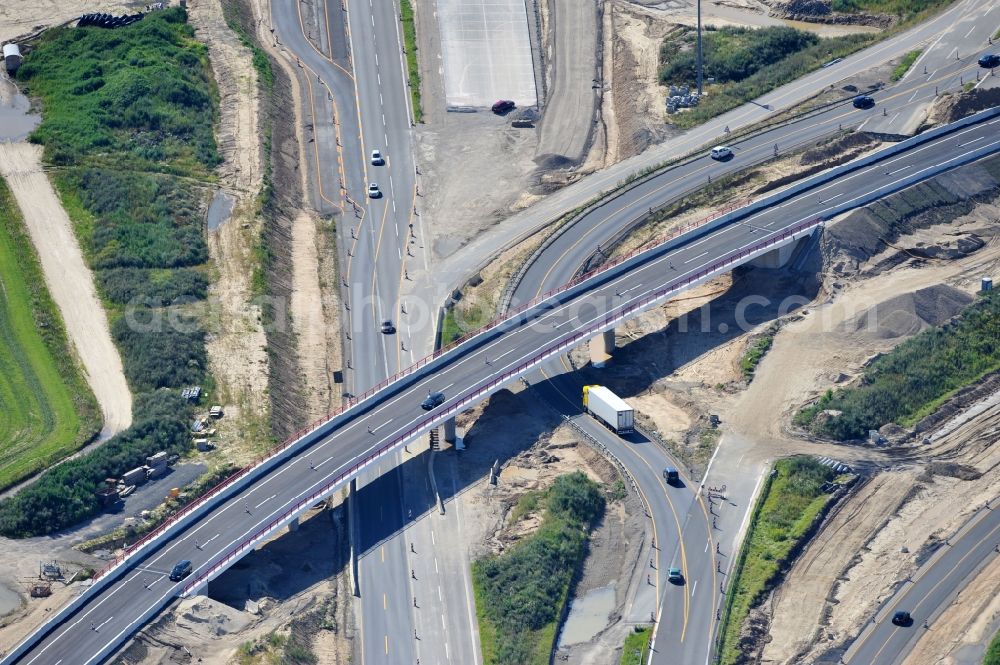 Schwanebeck from the bird's eye view: View of the construction site at the motorway junction Barnim