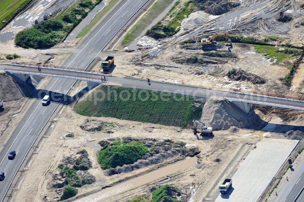 Aerial image Schwanebeck - View of the construction site at the motorway junction Barnim