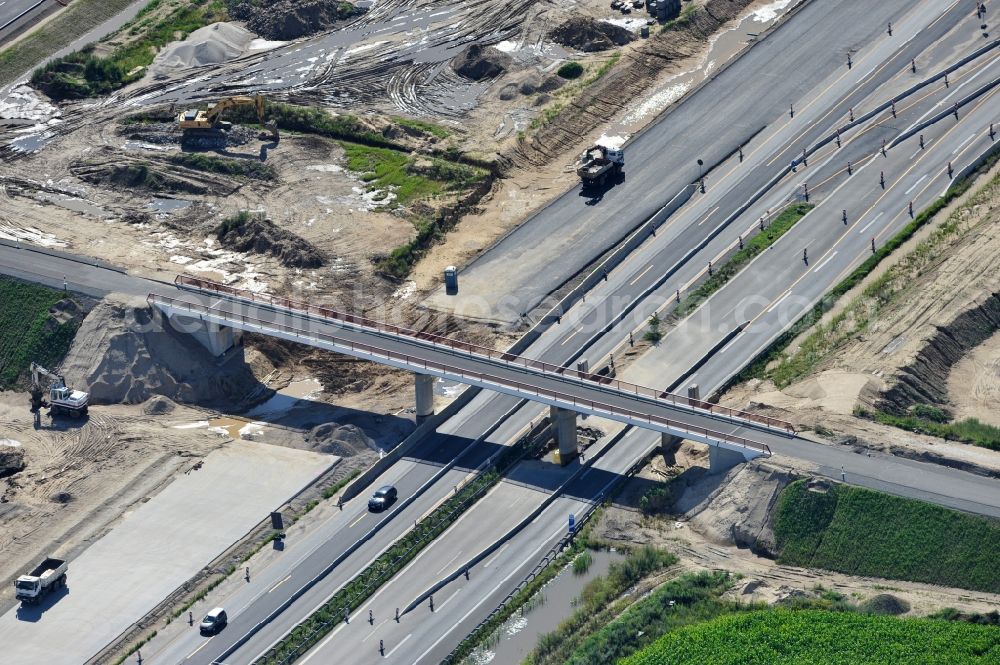 Aerial photograph Schwanebeck - View of the construction site at the motorway junction Barnim