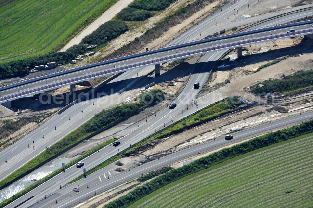 Schwanebeck from above - View of the construction site at the motorway junction Barnim