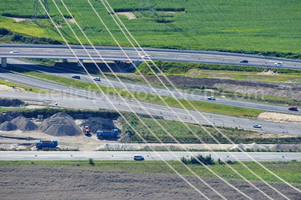 Schwanebeck from the bird's eye view: View of the construction site at the motorway junction Barnim