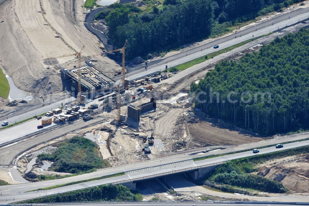 Aerial image Schwanebeck - View of the construction site at the motorway junction Barnim