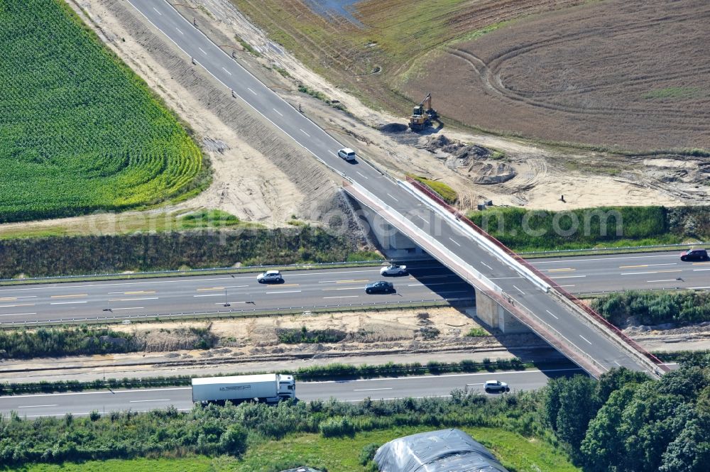 Aerial photograph Schwanebeck - View of the construction site at the motorway junction Barnim