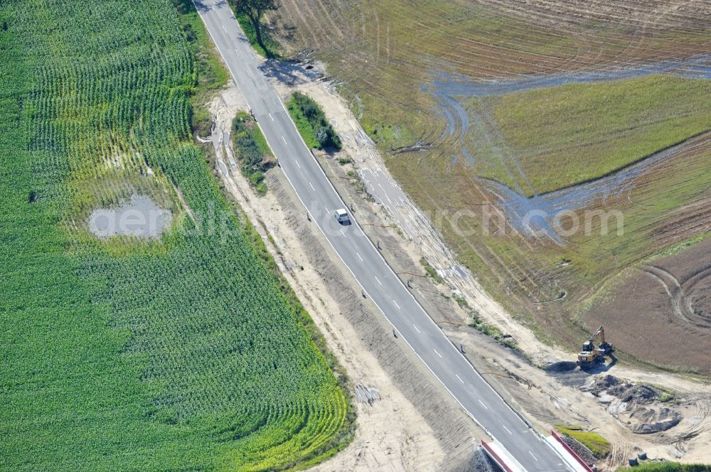 Schwanebeck from above - View of the construction site at the motorway junction Barnim