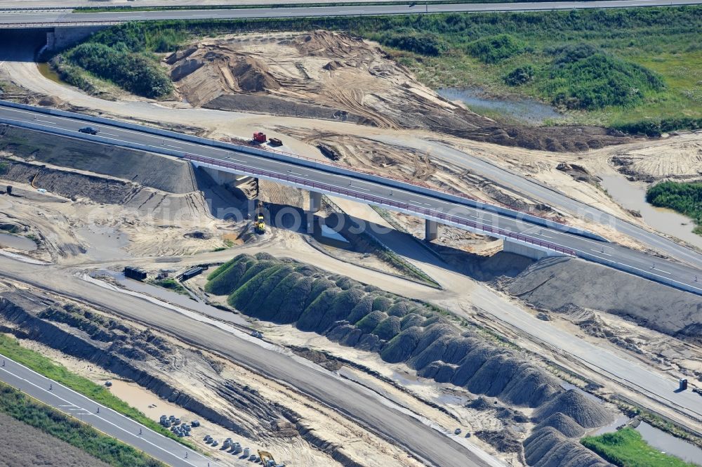 Schwanebeck from the bird's eye view: View of the construction site at the motorway junction Barnim