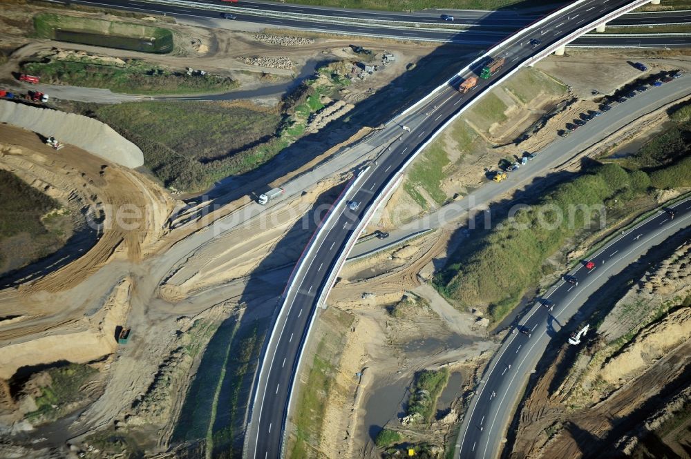 Aerial image Schwanebeck - View of the construction site at the motorway junction Barnim