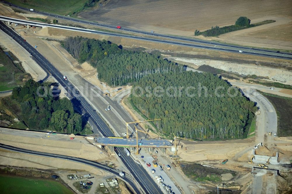 Schwanebeck from above - View of the construction site at the motorway junction Barnim