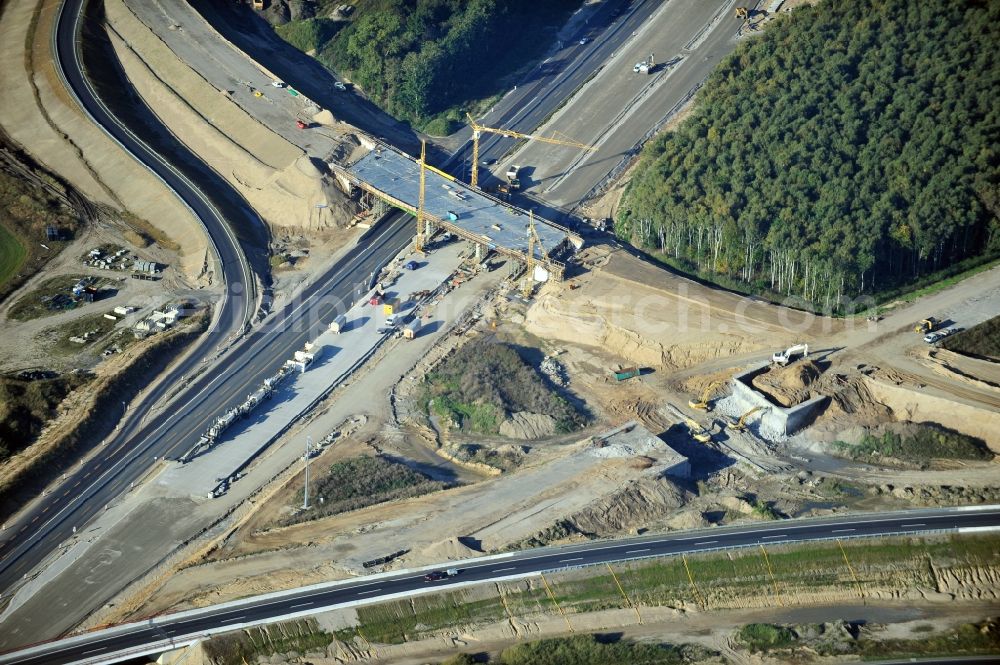 Aerial photograph Schwanebeck - View of the construction site at the motorway junction Barnim