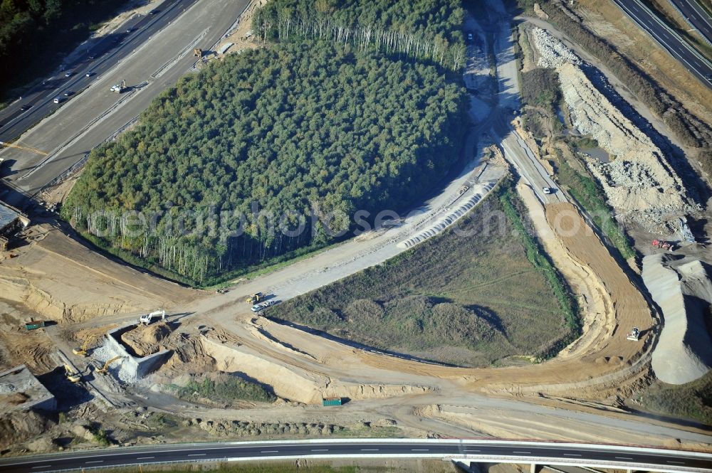 Schwanebeck from above - View of the construction site at the motorway junction Barnim