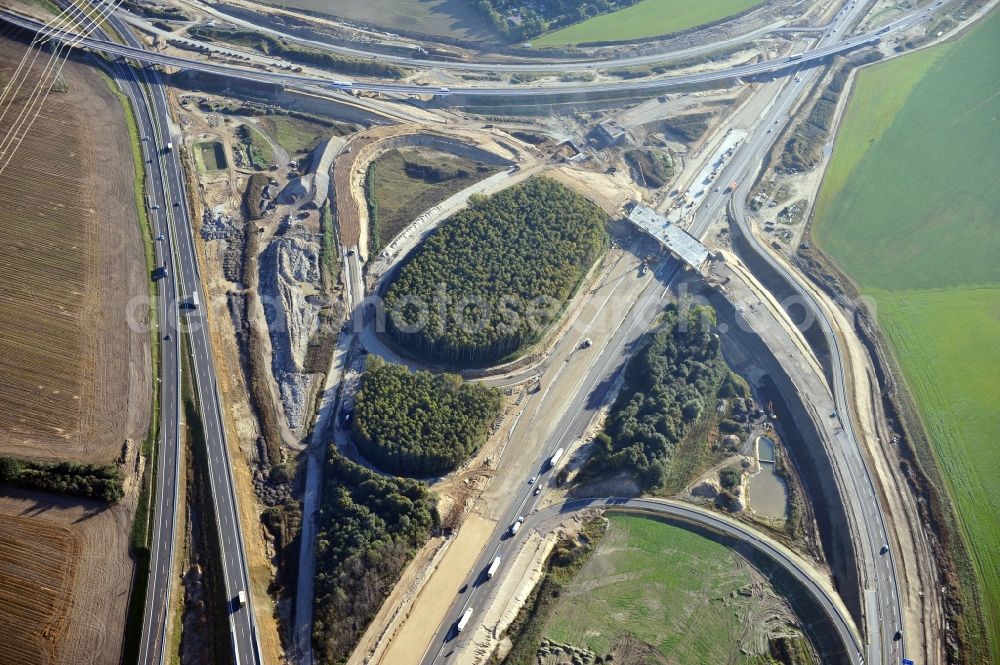 Aerial image Schwanebeck - View of the construction site at the motorway junction Barnim