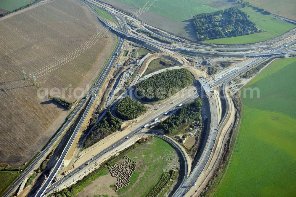 Aerial photograph Schwanebeck - View of the construction site at the motorway junction Barnim