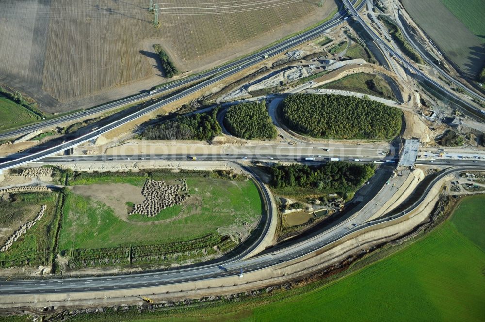 Schwanebeck from above - View of the construction site at the motorway junction Barnim