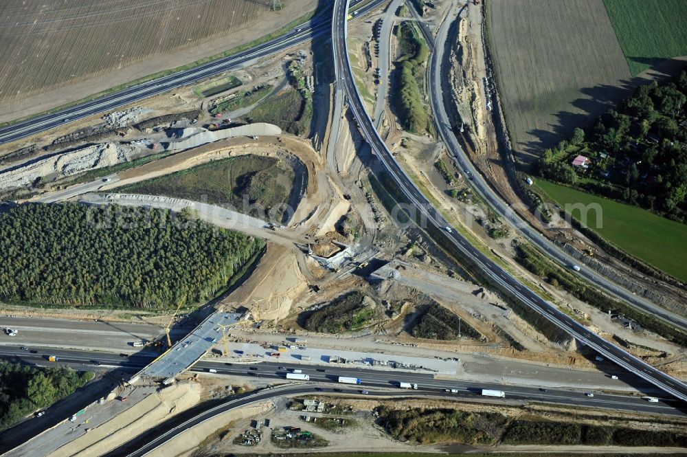 Schwanebeck from the bird's eye view: View of the construction site at the motorway junction Barnim