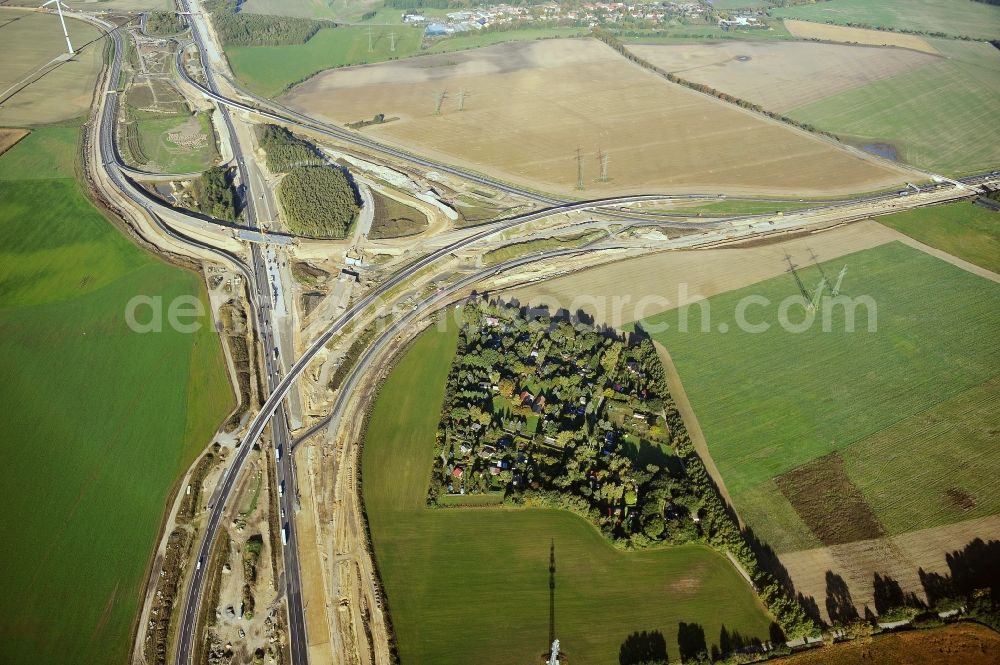 Aerial photograph Schwanebeck - View of the construction site at the motorway junction Barnim