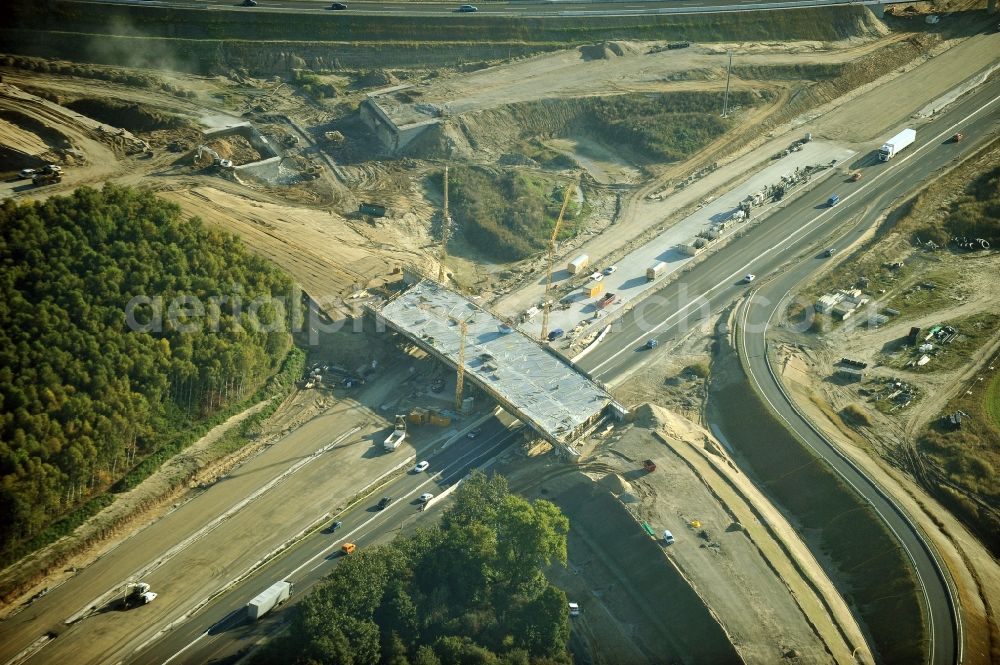 Schwanebeck from above - View of the construction site at the motorway junction Barnim