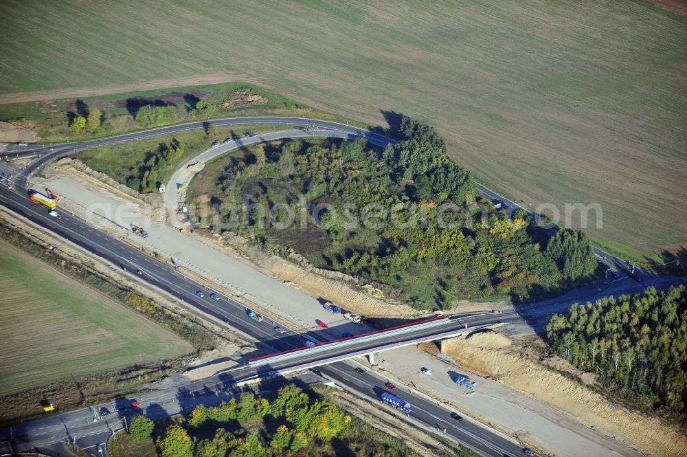 Aerial image Schwanebeck - View of the construction site at the motorway junction Barnim