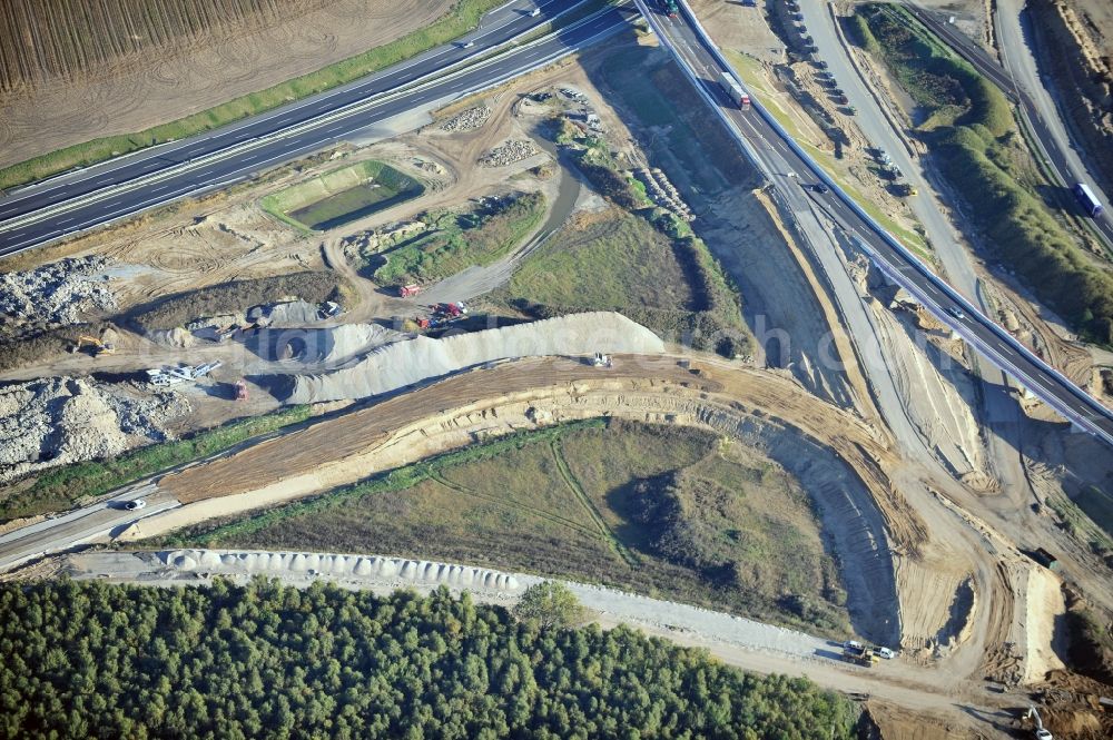 Schwanebeck from above - View of the construction site at the motorway junction Barnim