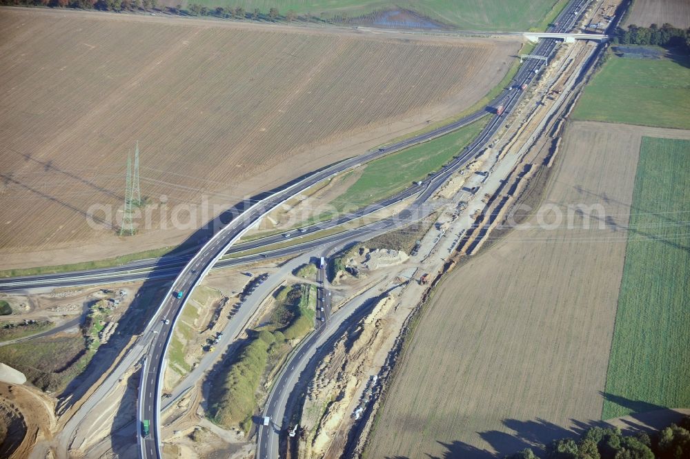 Aerial photograph Schwanebeck - View of the construction site at the motorway junction Barnim