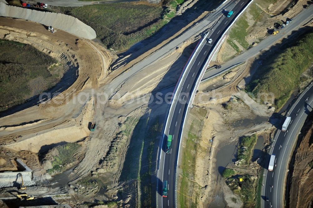 Schwanebeck from above - View of the construction site at the motorway junction Barnim