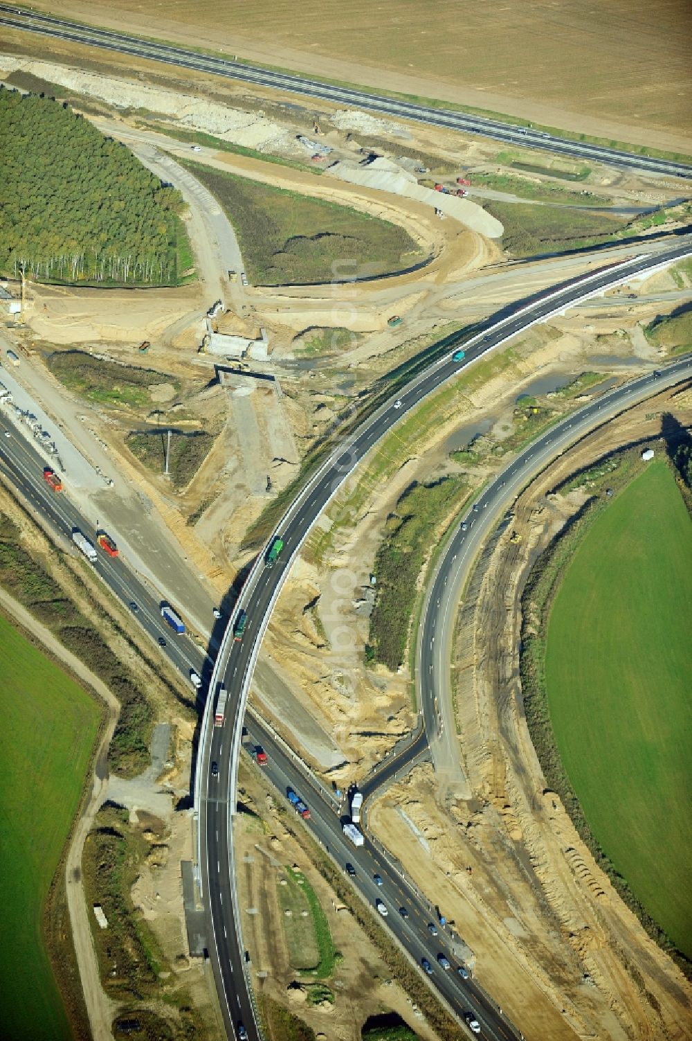 Aerial photograph Schwanebeck - View of the construction site at the motorway junction Barnim