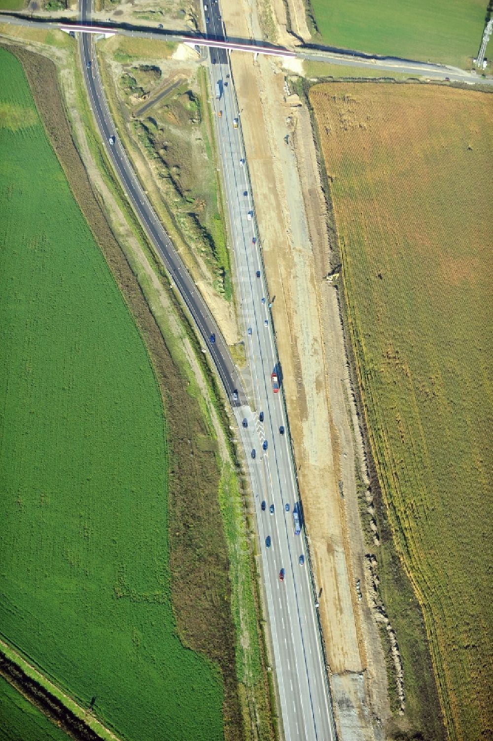 Schwanebeck from above - View of the construction site at the motorway junction Barnim