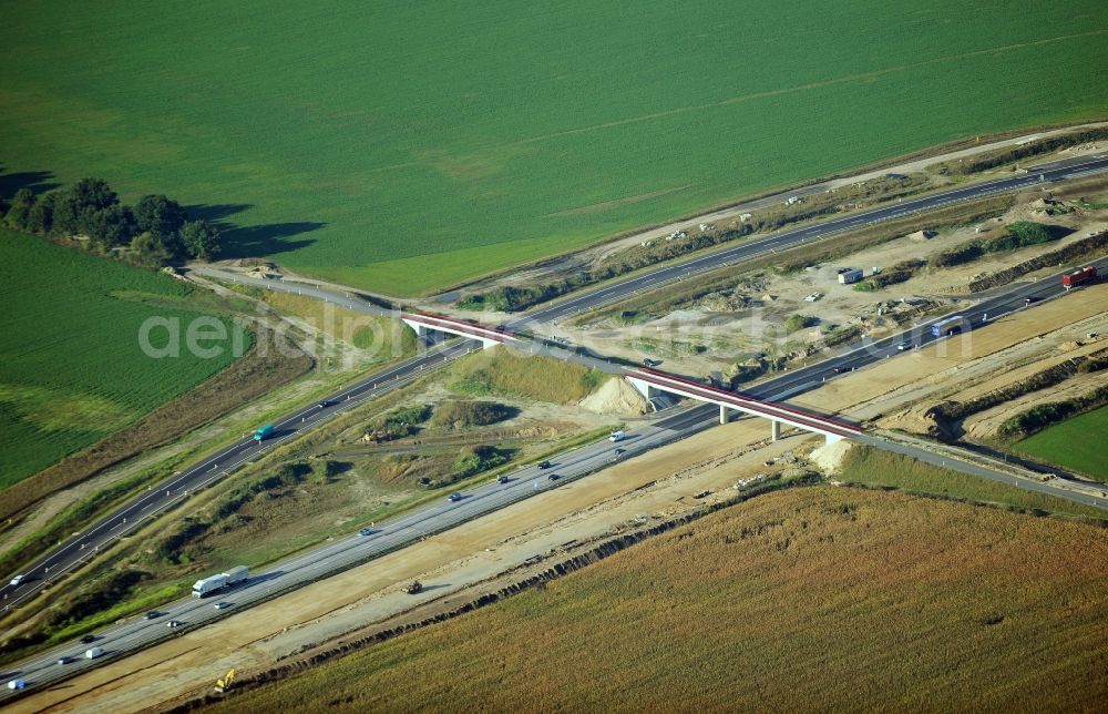 Aerial photograph Schwanebeck - View of the construction site at the motorway junction Barnim