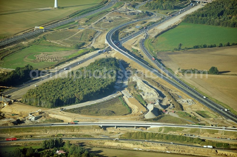 Schwanebeck from above - View of the construction site at the motorway junction Barnim