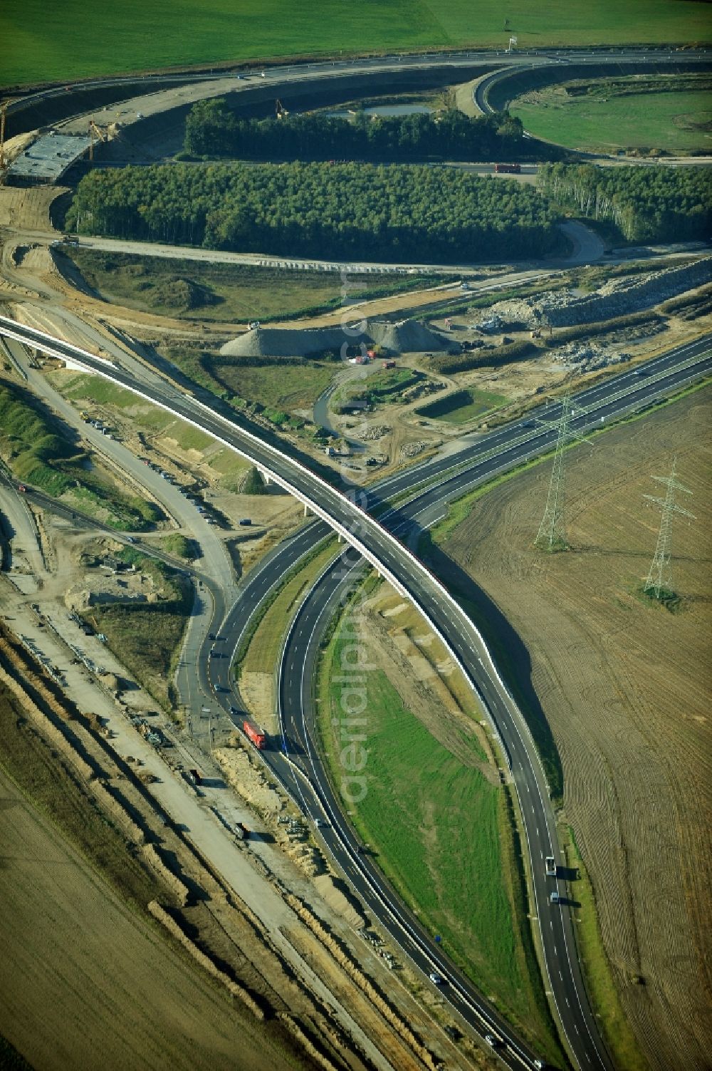 Aerial photograph Schwanebeck - View of the construction site at the motorway junction Barnim