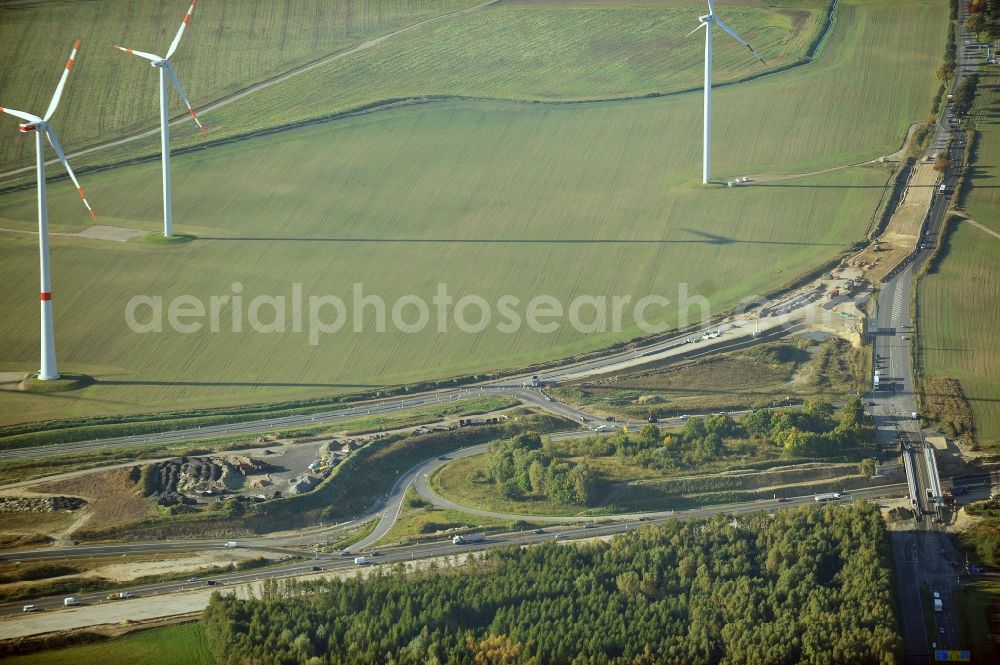 Schwanebeck from the bird's eye view: View of the construction site at the motorway junction Barnim