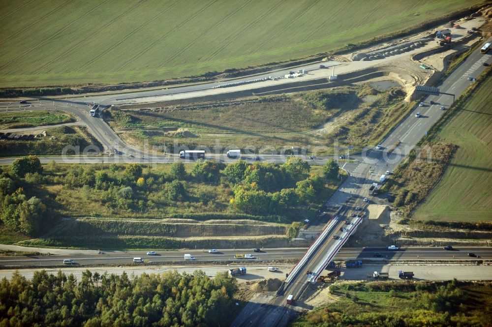 Aerial photograph Schwanebeck - View of the construction site at the motorway junction Barnim