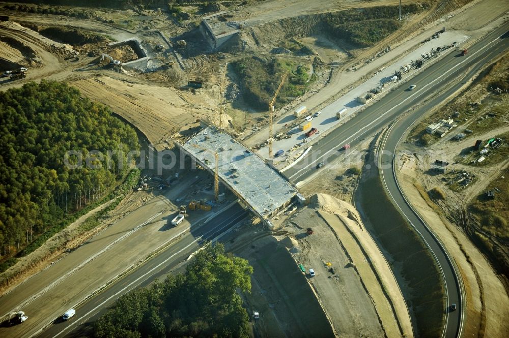 Aerial image Schwanebeck - View of the construction site at the motorway junction Barnim