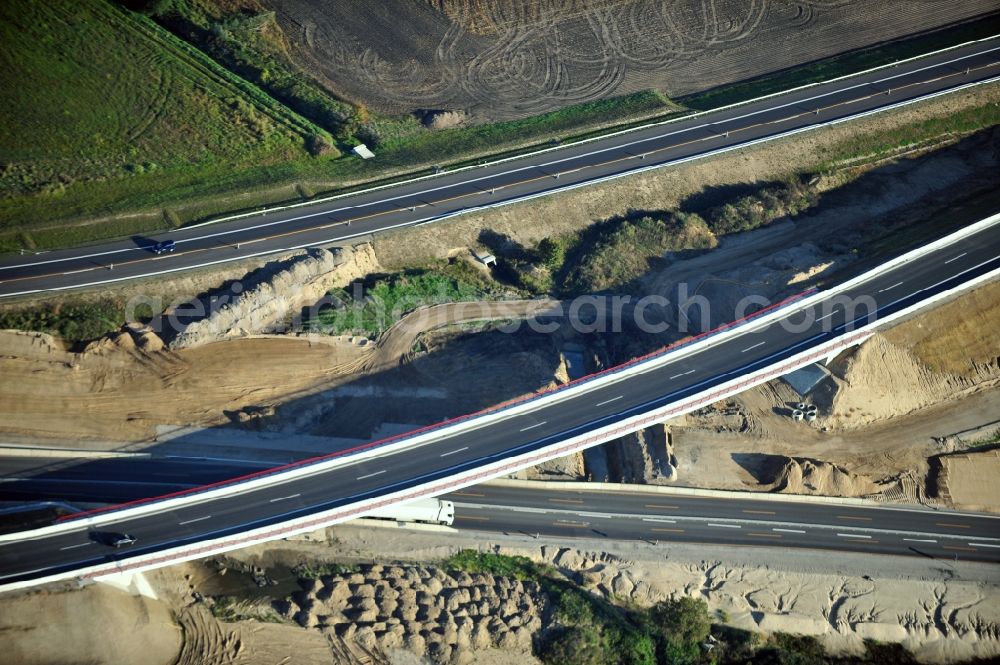 Aerial photograph Schwanebeck - View of the construction site at the motorway junction Barnim