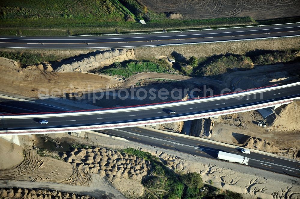 Schwanebeck from above - View of the construction site at the motorway junction Barnim