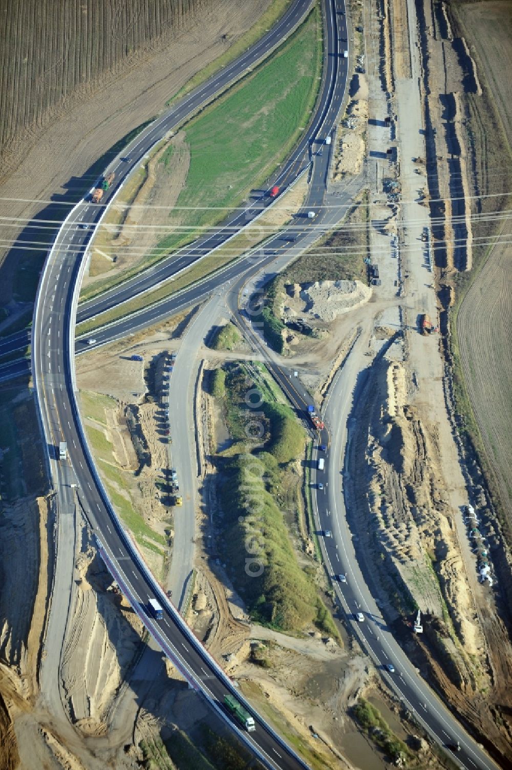 Aerial photograph Schwanebeck - View of the construction site at the motorway junction Barnim