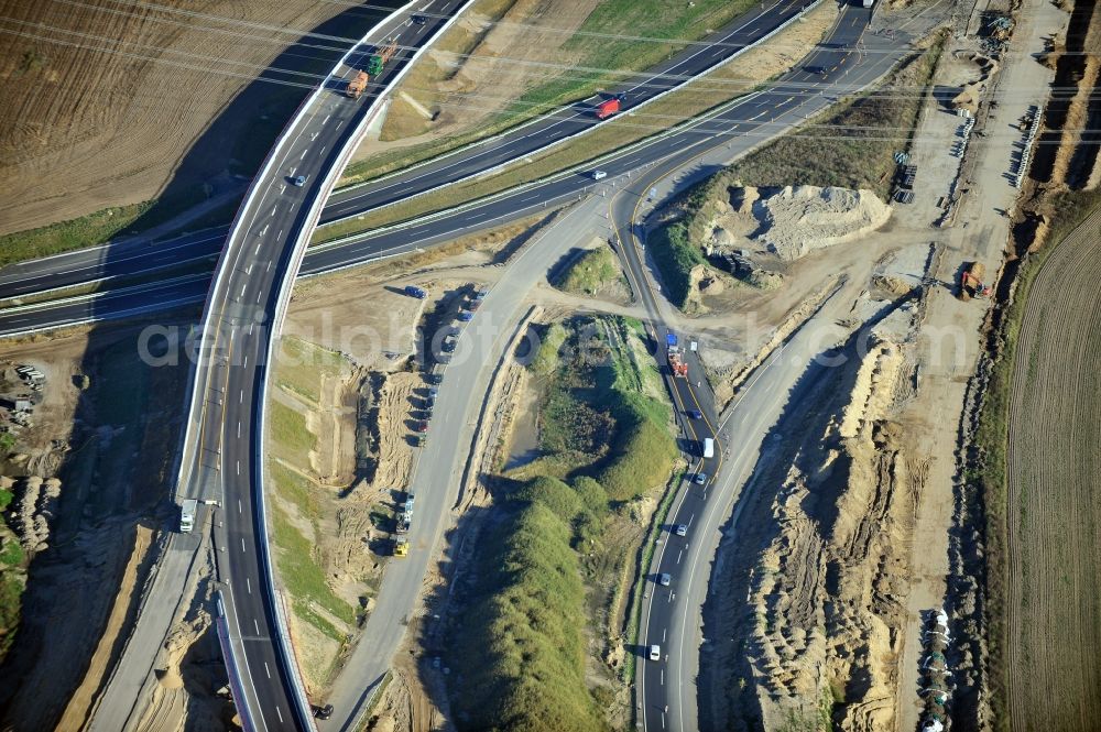 Schwanebeck from above - View of the construction site at the motorway junction Barnim