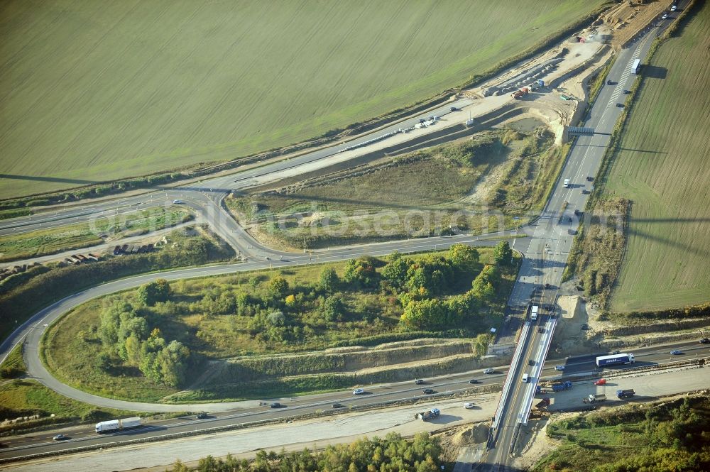 Schwanebeck from the bird's eye view: View of the construction site at the motorway junction Barnim