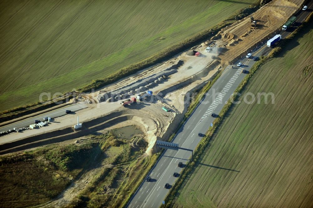 Aerial photograph Schwanebeck - View of the construction site at the motorway junction Barnim