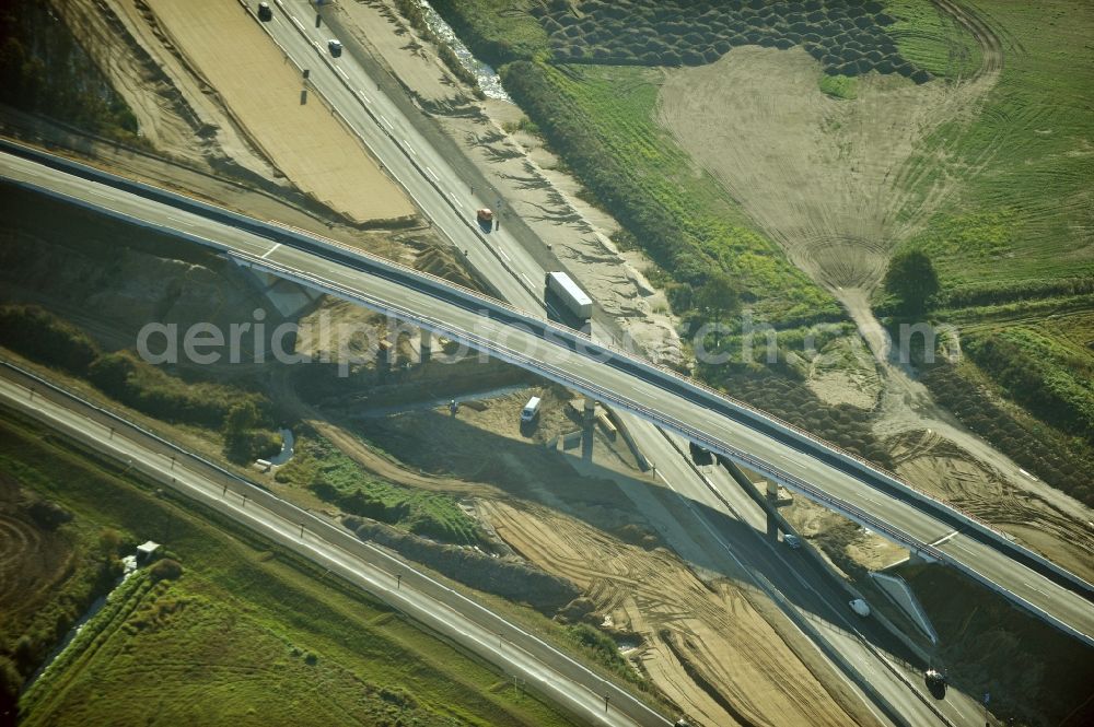 Schwanebeck from above - View of the construction site at the motorway junction Barnim