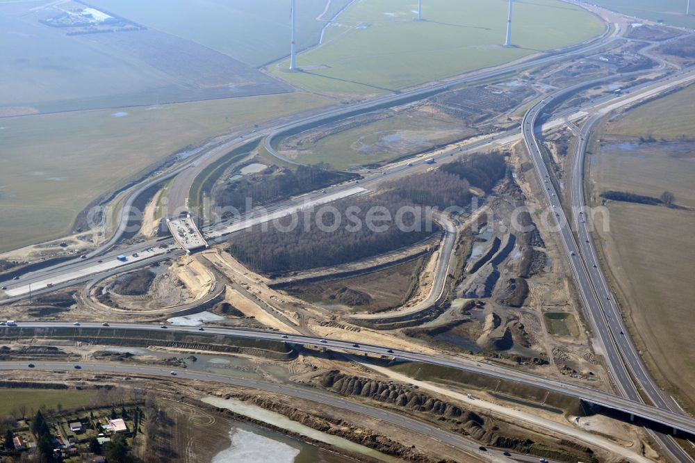 Schwanebeck from the bird's eye view: View of the construction site at the motorway junction Barnim