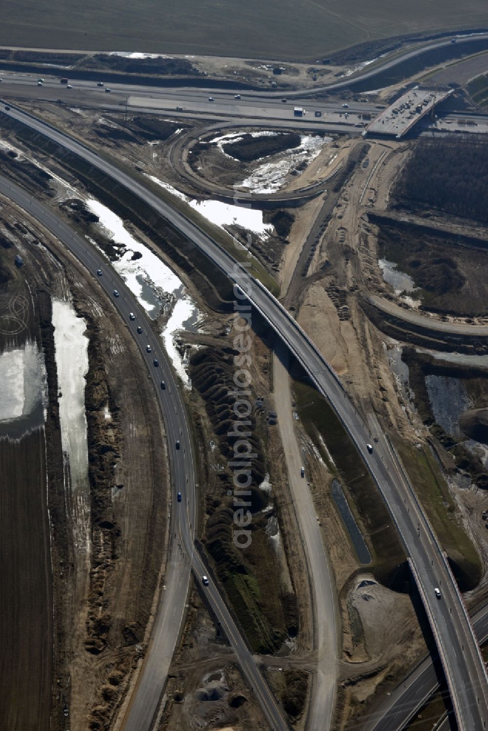 Aerial photograph Schwanebeck - View of the construction site at the motorway junction Barnim