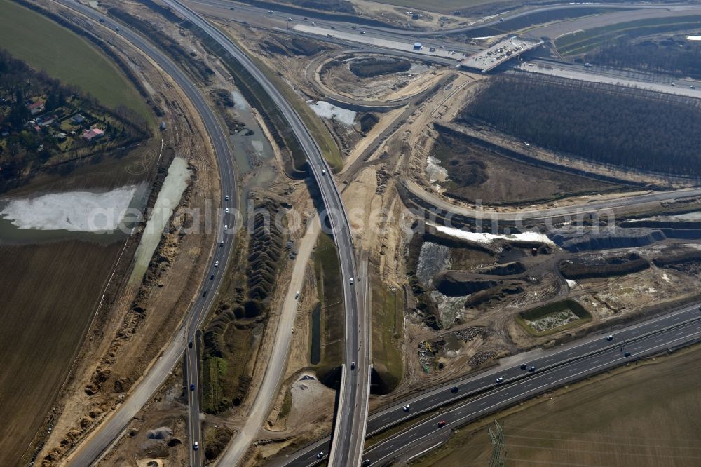 Schwanebeck from above - View of the construction site at the motorway junction Barnim